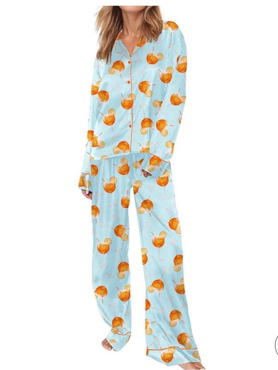 Sheshow Other - Sheshow Aperol Spritz Blue Satin Pajama Set